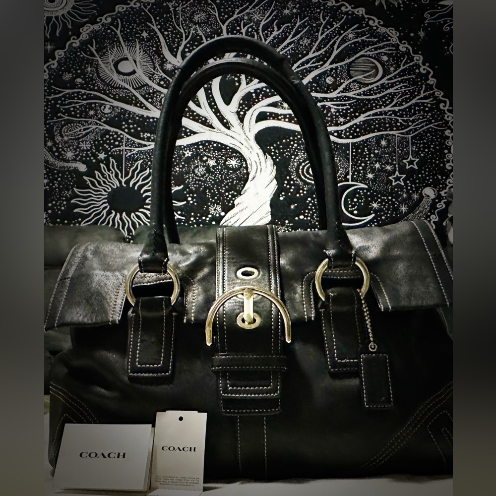 Vintage Y2K Coach tote bags Black Leather shoulder bag❌70% OFF SALE❌ make offer - Picture 3 of 17